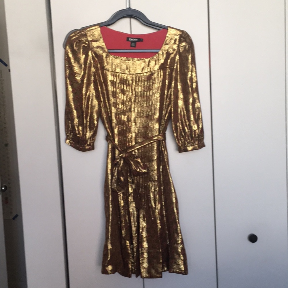 DKNY gold party dress SZ0